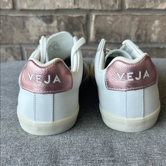 Veja Ella’s Women's White and Metallic Pink Sneakers NWOT Size 9 - Picture 4 of 5